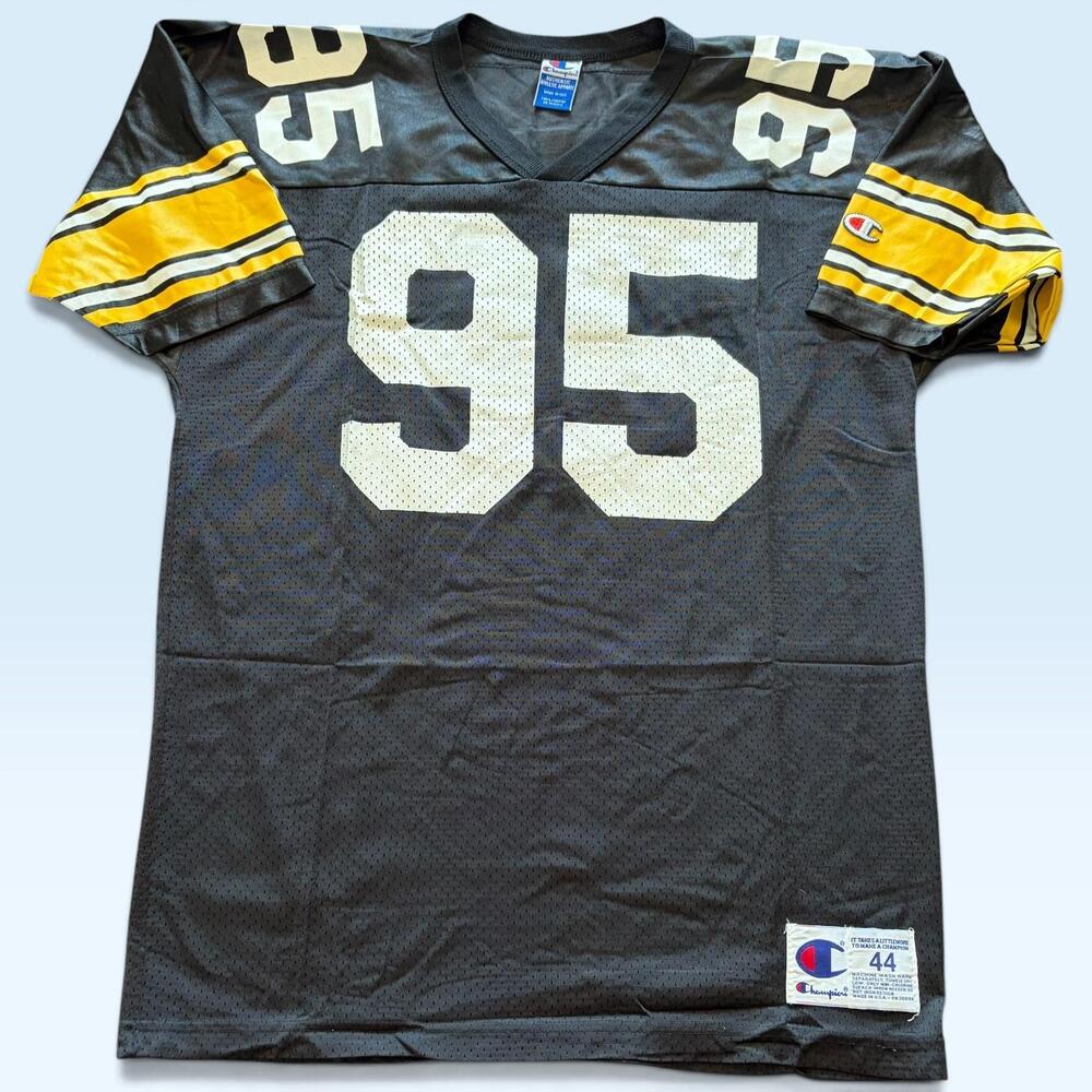 Vintage Pittsburgh Steelers Jersey Mens 44 Black NFL Football Champion Lloyd 95